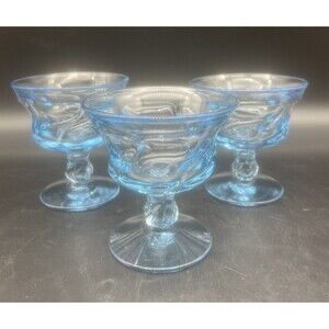 VTG Fostoria Jamestown BLUE Champagne Tall Sherbet Glass 4.25” Set Of 3
